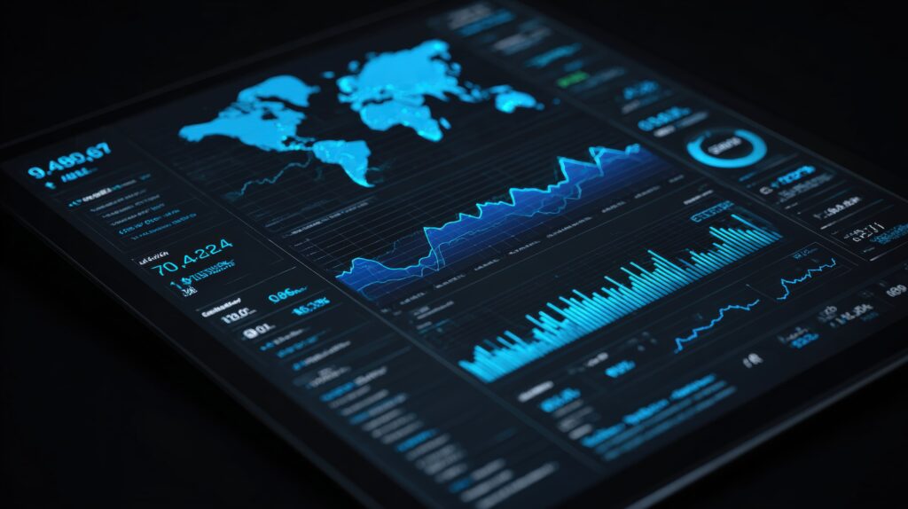 vecteezy digital interface displaying global market data and 70638481